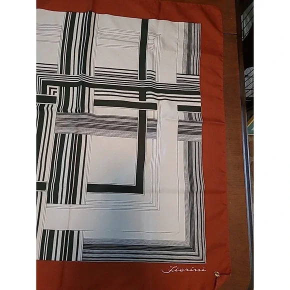 Vintage FIORINI Womens Scarf Brown Black Cream 30 Inch - Picture 4 of 8